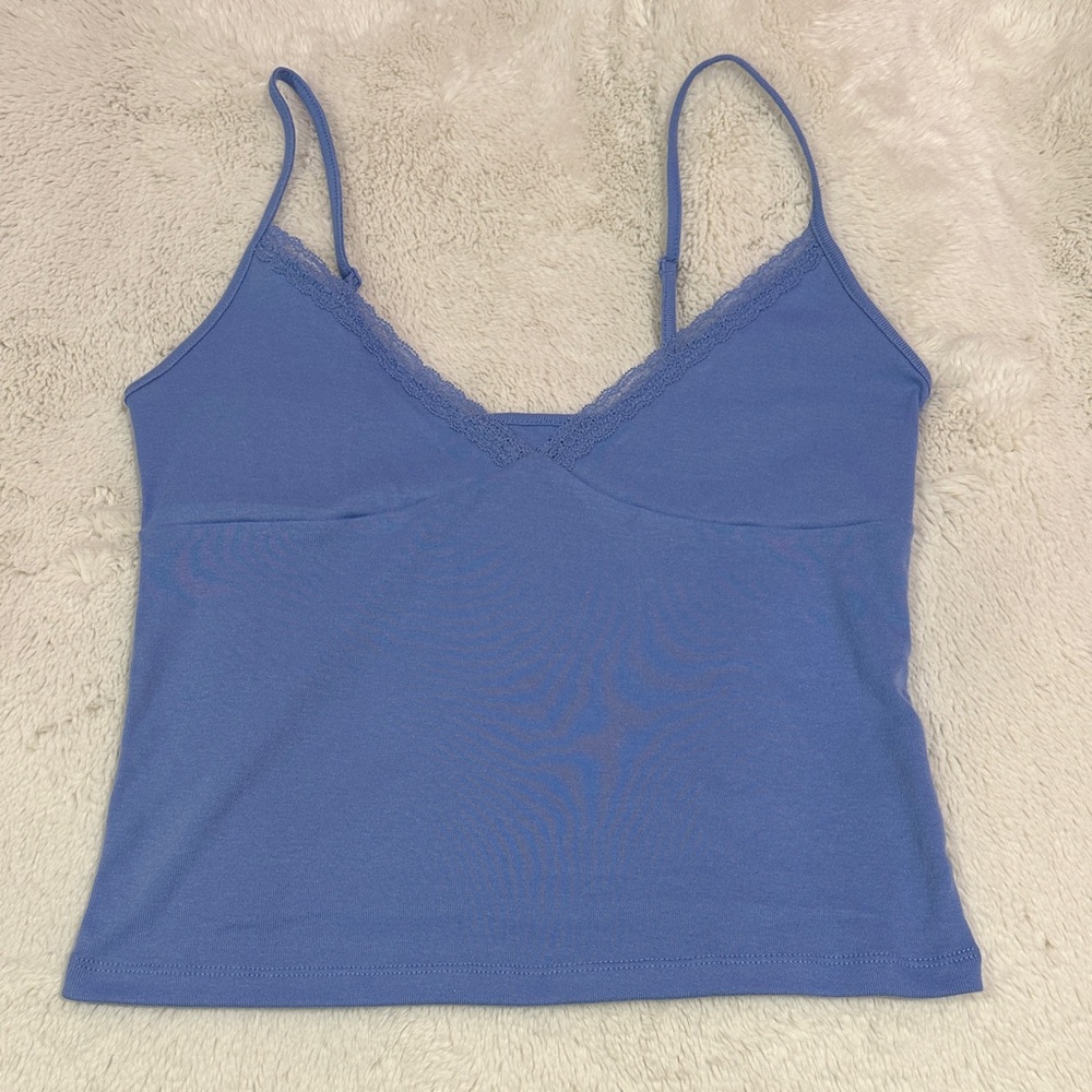 No Boundaries Women's Cami Top with Lace Trim - Blue